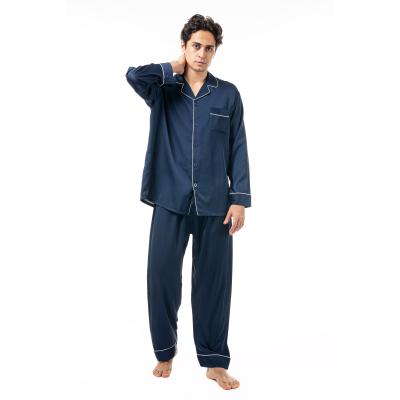 China Mens Anti-Static Satin Pajamas Set Wholesale Two Pieces Sleepwear Silk Pajamas Satin Set Nightgowns For Men for sale