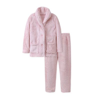 China New Autumn Winter Thermal Children's Flannel Pajamas Set Plush Thick Adult Home Clothes Parent Boys Pajamas for sale