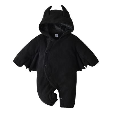 China Black Hooded Comfortable Cartoon Devil Autumn Winter Baby Jumpsuit Halloween Organic Baby Clothes Breathable Style Eco-Friendly for sale