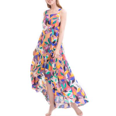 China Bohemian Style Casual Floral Beach Long Beach Anti-static Women's Chiffon Squishy Holiday Dress For Vacation for sale