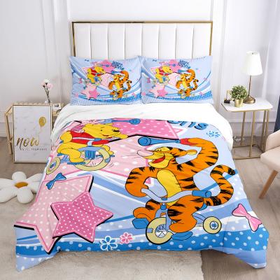 China Nondisposable 3D Cartoon Duvet Cover Bear Bedding Set Soft Microfiber Gift For Kids And Queen for sale