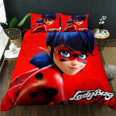 China 3D Printing Lady Ladybug Design Comforter Cover Washable Durable Red Bedroom Custom Bedding Set for sale