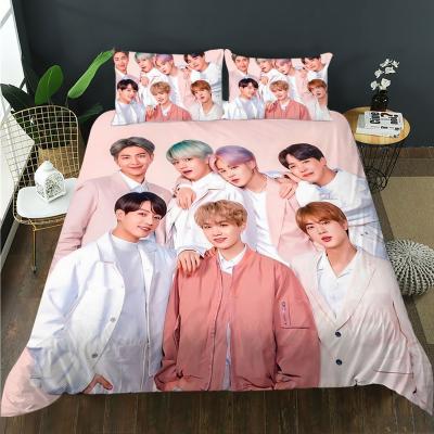 China Viable BTS Custom Logo Design Cheap Full Size 3d Bedding Set Printed Bedding Set 100%Polyester 3 Piece Bedding for sale