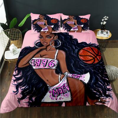 China Basketball Viable Black Girl's Magic Duvet Cover, Bedding Set Cute, Suitable For Girls And Teenagers for sale