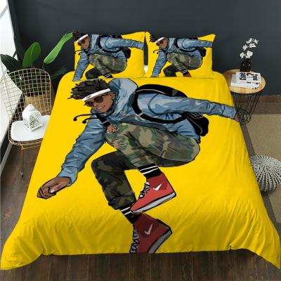 China Viable Black 3D Name Boy Cool Comforter Cover Custom African American Bedding Set for sale