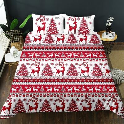 China Christmas Day 3D Design Viable Red Bedding Set Extra Large Bedding Duvet Cover Home Textile for sale