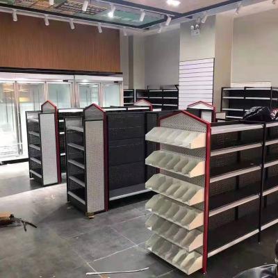 China Modern Style Supermarket Single Sided/Double Sided Hot Sale Heavy Duty Gondola Stands Warehousing Shelf Groceries Show Racks Customized for sale