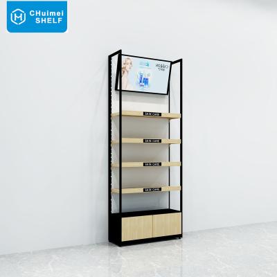 China New Trend Good Quality Single Sided Furniture Retail Stores Cosmetic Display Perfume Beauty Makeup Cabinets Display Rack for sale