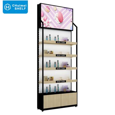 China Easy Assembly Style Retail Makeup Display Rack Modern Wall Mounted Cabinets Custom Boutique Cosmetics Stores Display Stand for sale