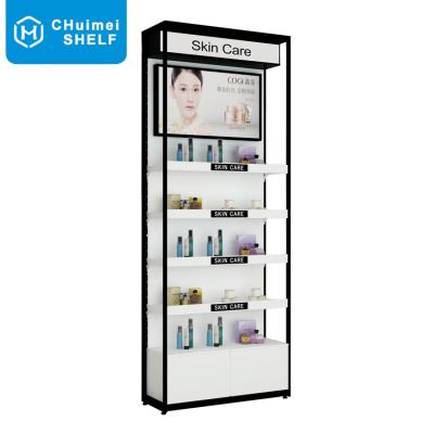 China Single Sided Elegant Design Cosmetic Shop Display Rack Makeup Salon Furniture Salon Furniture Cosmetic Display Rack for sale