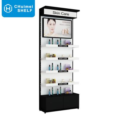 China Shop Display Cabinet Single Sided Factory Customized Boutique Skin Care Stores Cosmetic Display Stands For Sale for sale