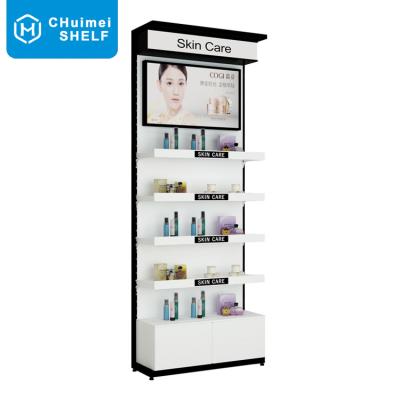 China Single-Sided Salon Boutique Beauty Cabinet Shelf Wall Store Decoration Design Fashion Cosmetic Display Rack for sale