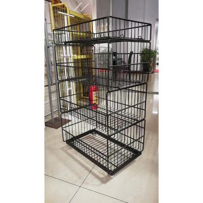 China Single Sided Cheap Price Kitchen Furniture Fruit And Vegetable Storage Wire Mesh Basket Supermarket Metal Display Rack Customized for sale