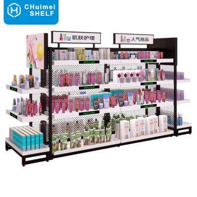 China Double-Sided Elegant Metal Retail Stores Beauty Shop Rack Display Design Medium Combo Display Stand Customized for sale