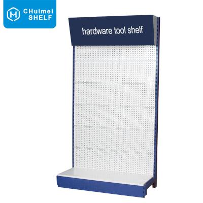 China Single Sided Floor Standing Advertising Pegboard Display Rack Hardware Tools Tableware Auto Accessories Storage Display Gondola Shelving for sale