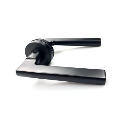 China Interior Glass and Wood Door Handles Modern Matt Black Stainless Steel Casting Door Lever Handle for sale