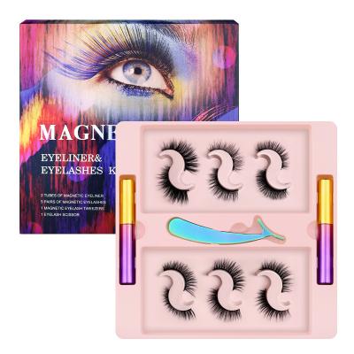 China High Quality Long Natural Sunday Style New 5 Pairs 6 Pairs Luxury Magnetic Eyelashes With Magnetic Eyeliner Eyelash Tools for sale