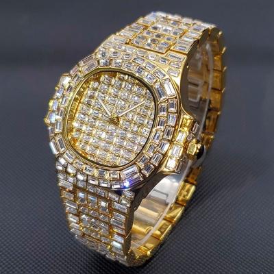 China Auto Date OEM Hot Sale Hip Hop Hitter Bling Jewelry 18k Gold With Diamond Relogio Watches For Men for sale