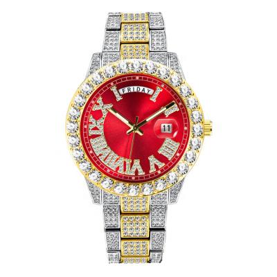 China Hot Selling Designer European And American Full Date Automatic Diamond Iced Out Luxury Hip Hop Men's Watch for sale