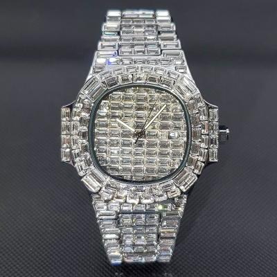 China New Auto Date Fashion Diamond Studded British Function Personality Stainless Steel Band Hip Hop Watch for sale