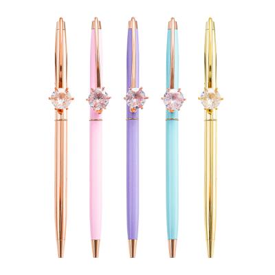 China Writing& Promoting& JH 2022 Gift Lady Gift Pen New Design Fashion Diamond Crystal Clip Metal Tip Twist Pen for sale