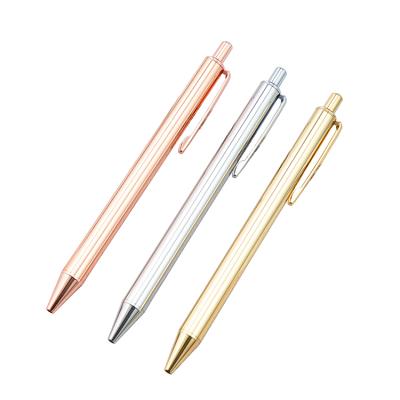 China Writing& Promoting& JH Gift Wholesale Plated Shiny Silver Rose Gold Luxury Ballpoint Press Click Metal Pen for sale