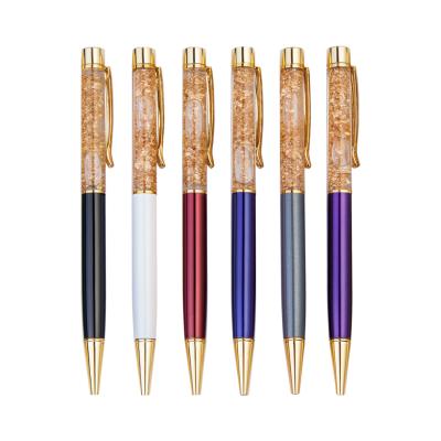 China Writing& Promoting& Gift Pen Floating Golden Glitter Metal Ball Point Oil Liquid DIY Pen Liquid Instant Pen Gift Gold Foil Metal Ball for sale