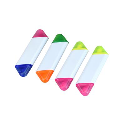 China Writing& Promoting& Wholesale JH Gift Double Head Plastic Highlighter Bar Pen With Custom 2 Colors Logo for sale