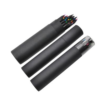 China Painting& Promoting& Premium Gift JH Colored Pencil 12 Pack Kids Drawing 12 Color Pencil Set With Black Tube Holder for sale