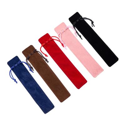 China Packaging& Promoting& Newest Hot Luxury Thick Gift Drawstring Pen Velvett Pouch Customized Color And Logo Pen Gift Bag for sale