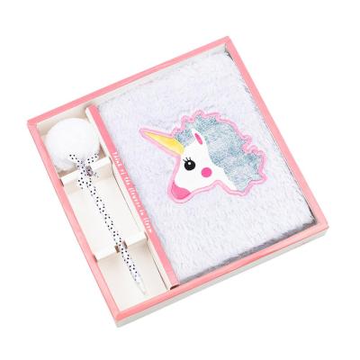 China JH Brand Cartoon A5 Printed Lovely Unicorn Plush Notebook Set For Children for sale