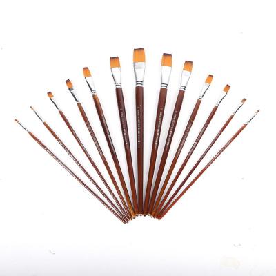 China Writing& Promoting& Wholesale Luxury Nylon Flat Tip Art Paintbrush Set Gift Jinghao Brand for sale