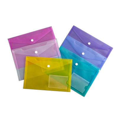 China JH A4 A5 Size Single Document Bag Waterproof PP Plastic Snap Button Clear Bags for sale