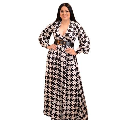 China New Trend Women Clothing Summer Sleeve Elegant Plus Size Casual Dresses Breathable Plaid Long Sexy Dress For Fat Ladies for sale