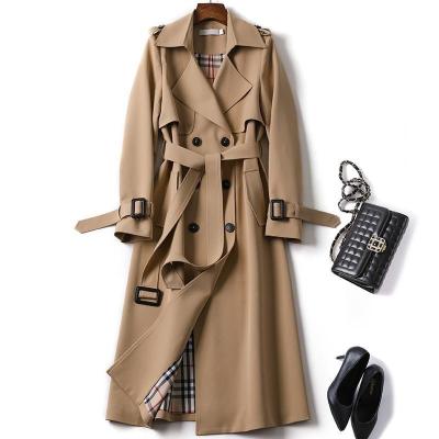 China New Breathable Korean Mid Length Trench Coat For British Popular Women 2022 Over - The Knee Overcoat For Spring Autumn for sale