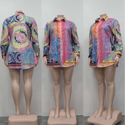 China Wholesale QUICK DRY In Stock High Quality Colorful Printed Breathable Ladies Long Sleeves Blouses Loose Designs From China for sale