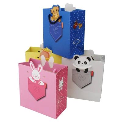 China Recyclable 2023 Animal Luxury Shopping Gift Paper Bag Wholesale Lovely Cartoon Paper Bag For Kids for sale