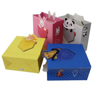 China Recyclable 2023 Factory direct sales explosion wholesale the lowest price large cute animal shopping cartoon paper bag for sale