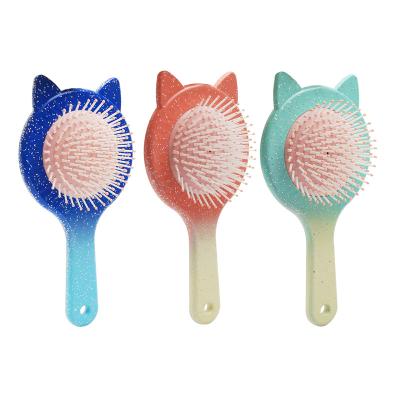 China New Design Gift Air Cushion Anti-tangle Women's Waterproof Princess Denman Glitter Bling Cat Mini Brush Hair for sale