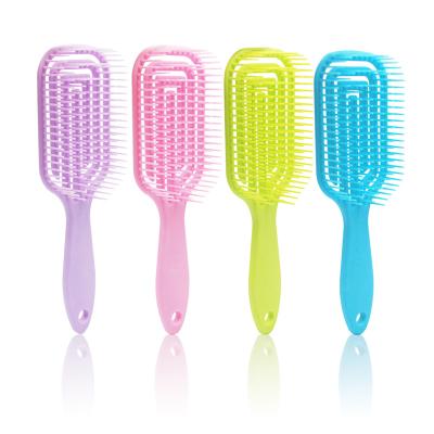 China Waterproof Customize Logo ABS Detangling Extension Curly Hair Brush Wet Hair Square Comb Flexible Wave Massage for sale