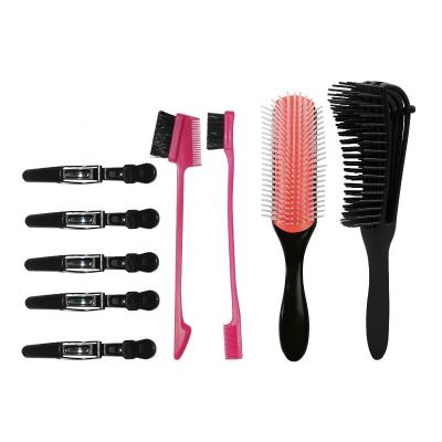 China Duct New Custom Beauty Clips Brush Eyebrow Comb Set Hair Styling Hairbrush Kit Detangling Hair Brush Comb Set for sale