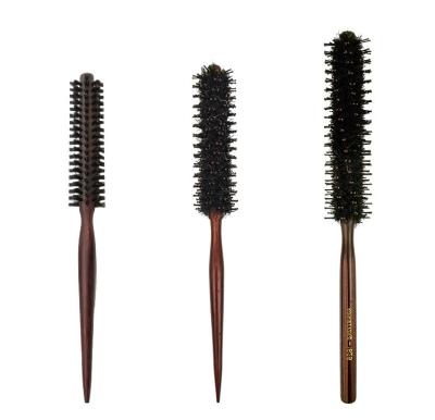 China Barber Equipment And Supplies Hair Care Salon Waterproof Hair Equipment Wooden Rat Tail Around Boar Bristle Brush for sale