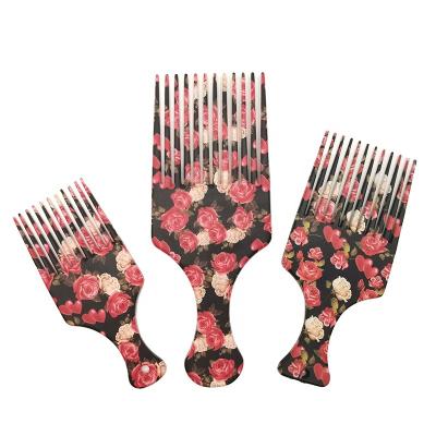 China Salon Manufacturer Custom Fashion Retro Decorative Pattern Plastic Hair Straightening Comb for sale