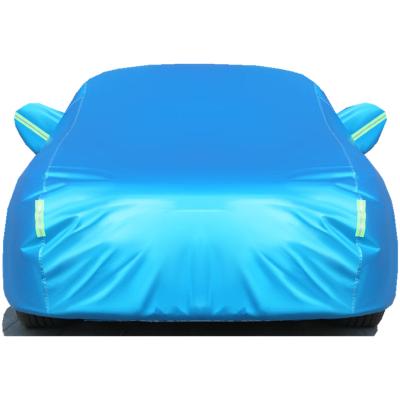 China High Quality Customized Water Resistant 190t Polyester Rainproof Waterproof Blue Layout Car Cover for sale