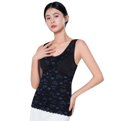 China Wholesale Breathable Black Ladies Shapewear High-end Lace Underwear Shapewear Tops Lace Up Corset Silk Skin Vest Breathable Female Summer for sale