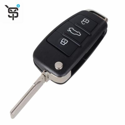 China Best Price +Metal OEM 3button Plastic Car Key Shell For Audi Car Remote Key Blank Cover Car Keys FOB Case for sale