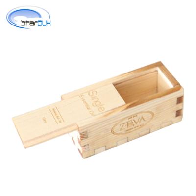 China Small handmade customize unfinished wooden pine wood top slide box slide box wholesale for sale