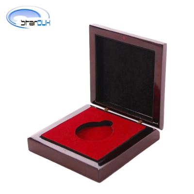 China Luxury Handmade Professional Custom Wooden Box Medals MDF Gold Coin Gift Wooden Box for sale