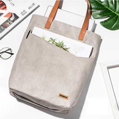 China Tote Bag White Kraft Color Recyclable Washable Paper Paper Shopping Bag With Customized Printing for sale