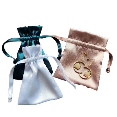 China Small Satin Bag Jewelry Recyclable Customized Ring Extension Shopping Bag Handbag Satin Packaging Drawstring Bag for sale